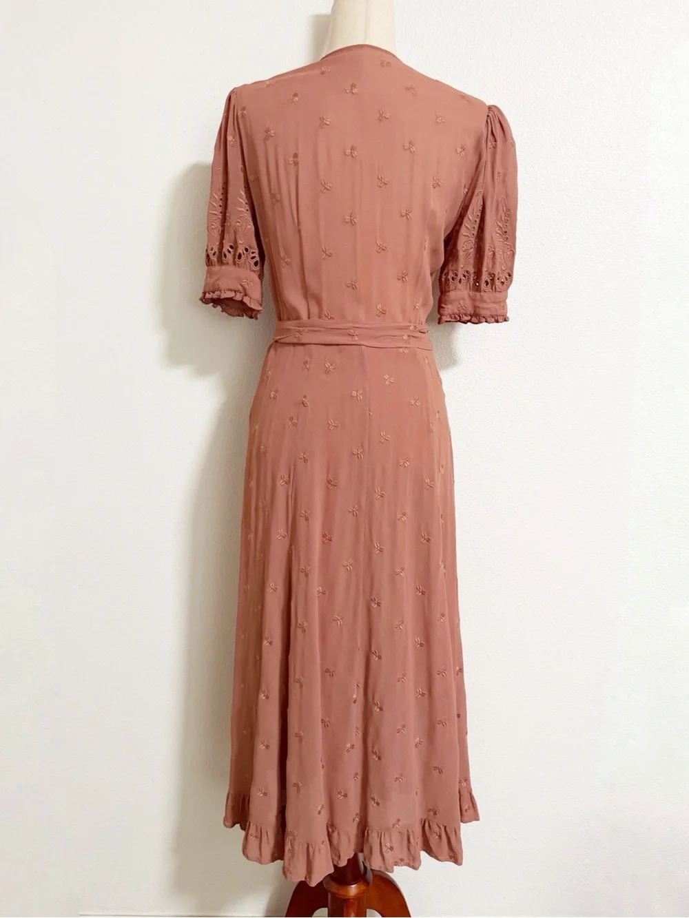 Reformation Annalise Embroidered Floral Wrap Midi Dress - Picture 4 of 15